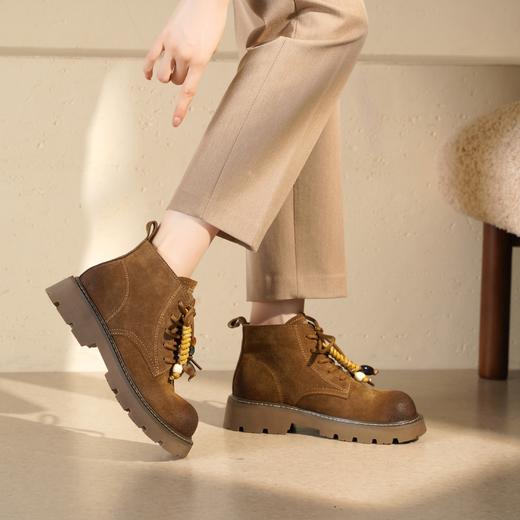 西村名物2025年冬季新款厚底防滑英伦风复古增高爆款马丁靴T25DS49511 商品图2