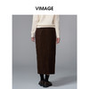 VIMAGE纬漫纪灯芯绒复古百搭直筒长款开叉半身裙女秋季新款V2406114 商品缩略图4