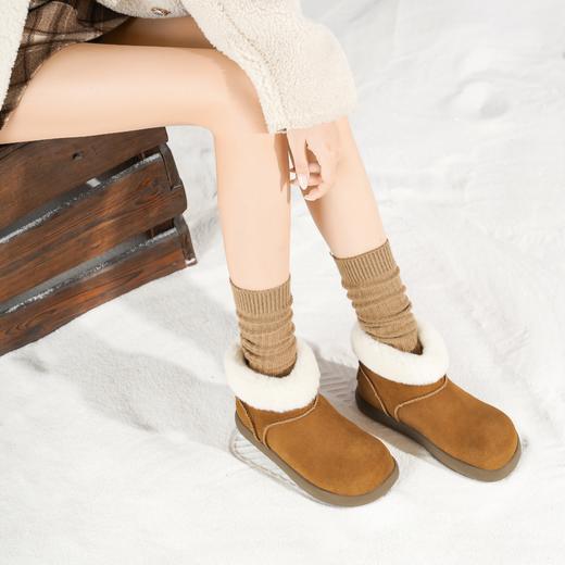 西村名物2025年冬季新款厚底平跟防滑毛绒内里保暖雪地靴舒适毛毛鞋T25DS49541 商品图5