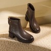 西村名物2025年冬季新款粗跟厚底防滑原皮棉优雅气质真皮绒面内里切尔西靴T25DS49551 商品缩略图11