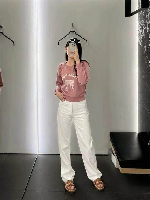 凯旋门链条牛仔裤  女款白色高腰宽松休闲直筒长裤高腰设计版型 商品图4