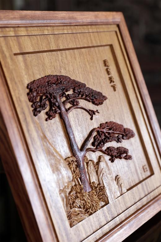 迎客天下°非洲酸枝镶血檀台屏 商品图4