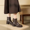 西村名物2025年冬季新款粗跟厚底防滑原皮棉优雅气质真皮绒面内里切尔西靴T25DS49551 商品缩略图0