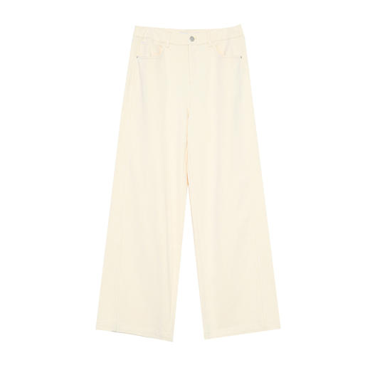 VIMAGE纬漫纪百搭宽松休闲舒适棉简约香槟白秋季新款牛仔裤V2405113 商品图5