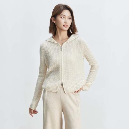 现货VogoPetite绞花连帽拉链衫100%山羊绒BP133F1606 商品图3