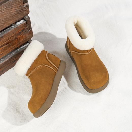 西村名物2025年冬季新款厚底平跟防滑毛绒内里保暖雪地靴舒适毛毛鞋T25DS49541 商品图8