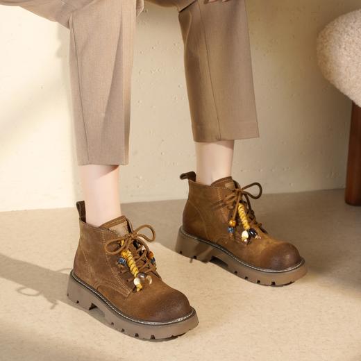 西村名物2025年冬季新款厚底防滑英伦风复古增高爆款马丁靴T25DS49511 商品图3
