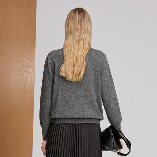 EITIE爱特爱小立领套头长袖经典百搭烫钻设计冬季新款针织衫8401114 商品图4