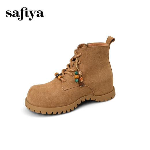 预售|Safiya/索菲娅2025丑萌游牧风系带大头百搭休闲复古厚底马丁靴SFD4116420 商品图7