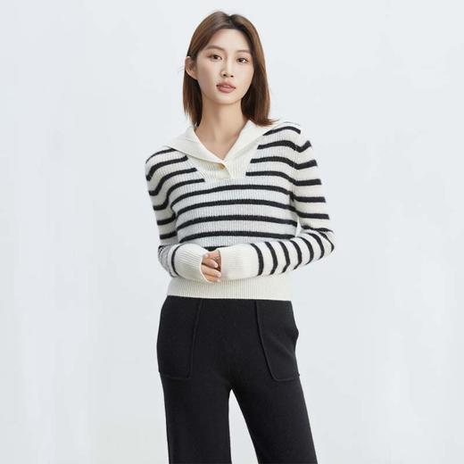 现货VogoPetite海军领条纹套头衫100%山羊绒BP133F1603 商品图4