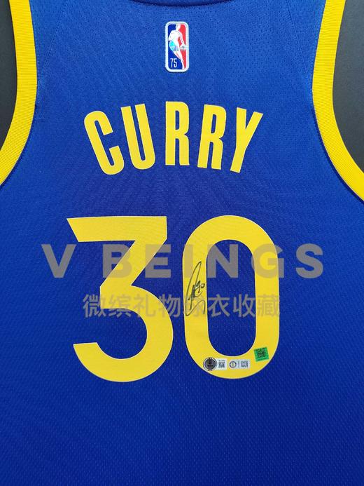 收藏系列 库里 勇士队30号蓝色 75周年 亲笔签名球衣 商品图2