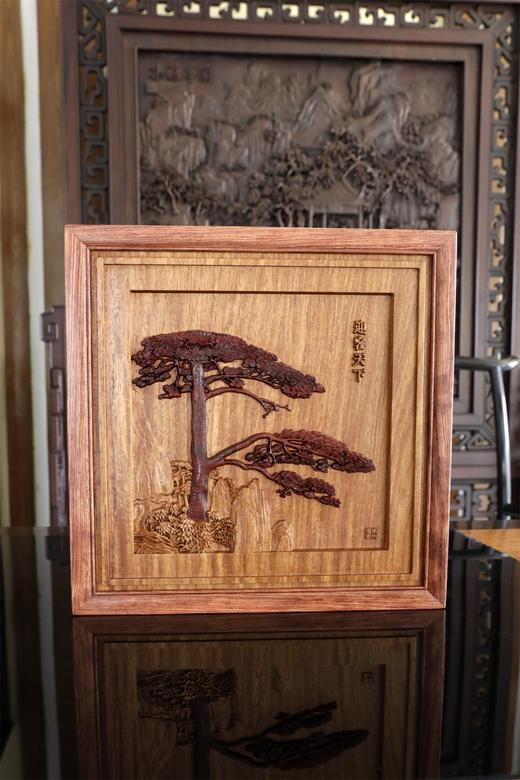 迎客天下°非洲酸枝镶血檀台屏 商品图0