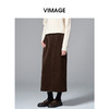 VIMAGE纬漫纪灯芯绒复古百搭直筒长款开叉半身裙女秋季新款V2406114 商品缩略图2