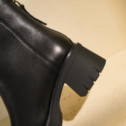 西村名物2025年冬季新款粗跟厚底防滑原皮棉优雅气质真皮绒面内里切尔西靴T25DS49551 商品图9