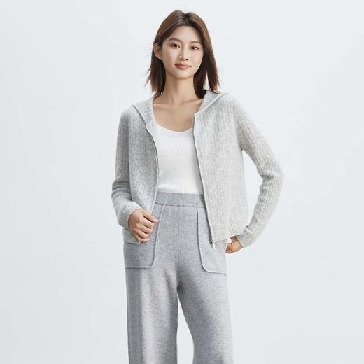 现货VogoPetite绞花连帽拉链衫100%山羊绒BP133F1606 商品图1