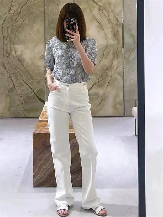 凯旋门链条牛仔裤  女款白色高腰宽松休闲直筒长裤高腰设计版型 商品图6