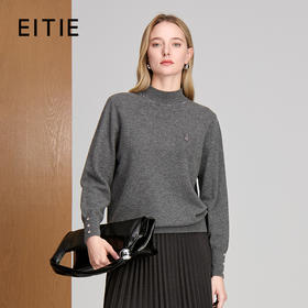EITIE爱特爱小立领套头长袖经典百搭烫钻设计冬季新款针织衫8401114
