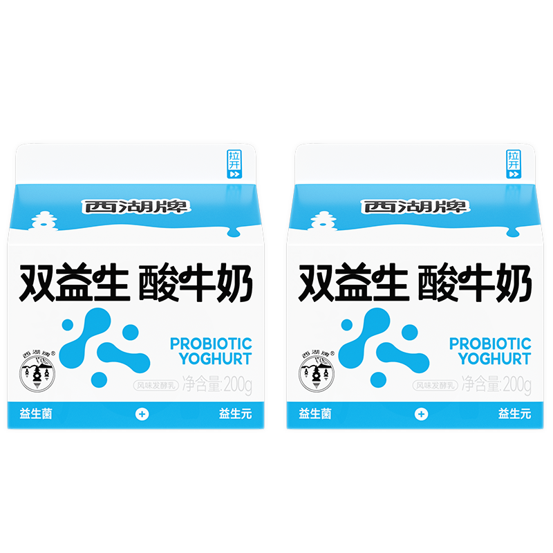 【积分兑换】美丽健西湖牌屋顶双益生酸牛奶200g*2