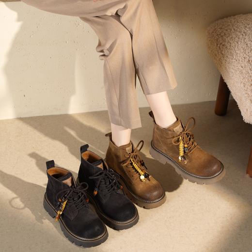 西村名物2025年冬季新款厚底防滑英伦风复古增高爆款马丁靴T25DS49511 商品图5