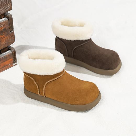 西村名物2025年冬季新款厚底平跟防滑毛绒内里保暖雪地靴舒适毛毛鞋T25DS49541 商品图7