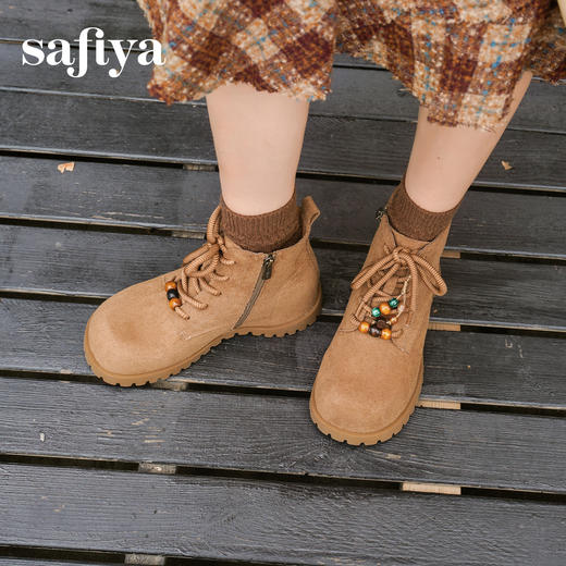 预售|Safiya/索菲娅2025丑萌游牧风系带大头百搭休闲复古厚底马丁靴SFD4116420 商品图3
