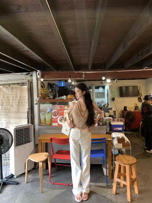 凯旋门链条牛仔裤  女款白色高腰宽松休闲直筒长裤高腰设计版型 商品图7