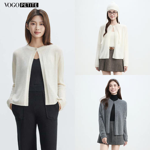 现货VogoPetite针织短外套一粒扣开衫100%山羊绒
 BP132F1501 商品图0