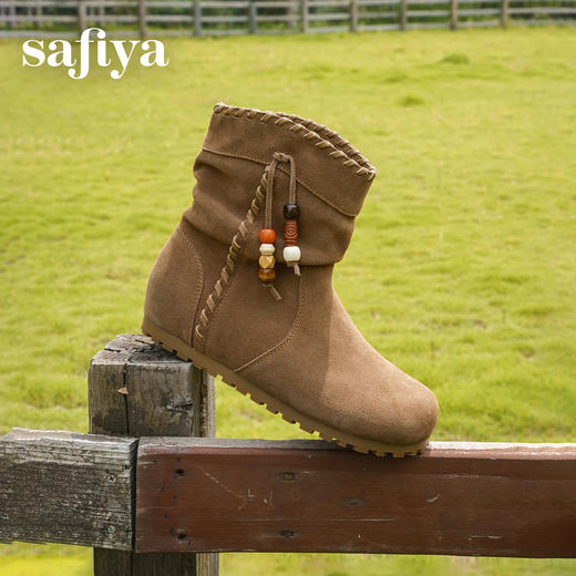 Safiya/索菲娅2025游牧风串珠圆头百搭内增高复古川西旅游短靴SFD4116403 商品图1