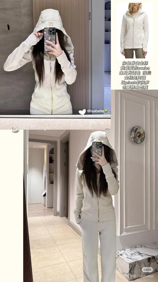 LL家Scuba 女士五色加绒拉链连帽衫丨LW4CGVS 商品图7