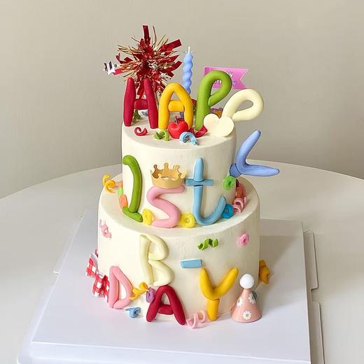 【ins风简约款双层】翻糖双层儿童蛋糕 商品图0