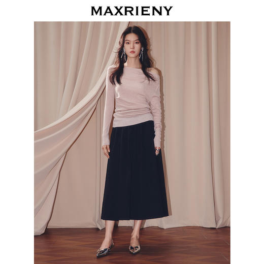 MAXRIENY迪木尔风穿搭套头针织衫25冬款羊毛混纺肌理感长袖上衣女(货号:MF86SW506) 商品图1