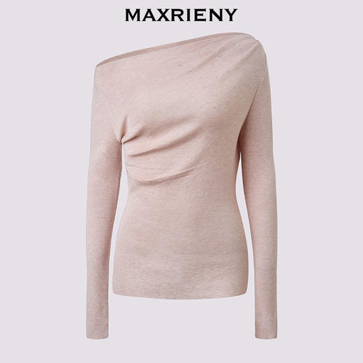 MAXRIENY迪木尔风穿搭套头针织衫25冬款羊毛混纺肌理感长袖上衣女(货号:MF86SW506) 商品图4