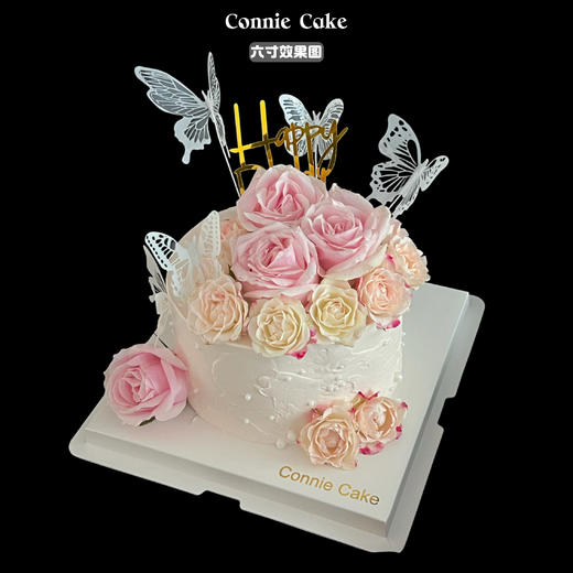 🎀【粉雪蜜语】雪山玫瑰蝴蝶鲜花蛋糕 商品图7