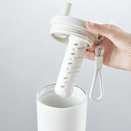 【多样屋专柜】幻银吸管保温杯-620ml-白色/砖红色 商品图2