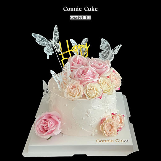 🎀【粉雪蜜语】雪山玫瑰蝴蝶鲜花蛋糕 商品图6