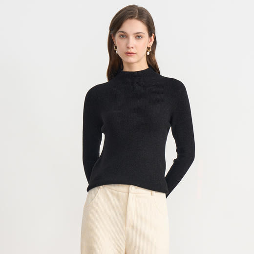 【金葱高领羊毛针织衫】EITIE爱特爱精致极简打底秋季新款针织衫D2501905 商品图5