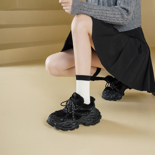 Westory2025年冬季厚底加毛撞色甜酷运动鞋深口毛毛鞋W25DM86121 商品图5