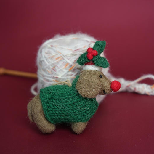 北京仓｜Felt So Good-Rudolph Dachshund Dog-圣诞毛衣腊肠小狗 羊毛毡 挂件［英国设计师］ 商品图4