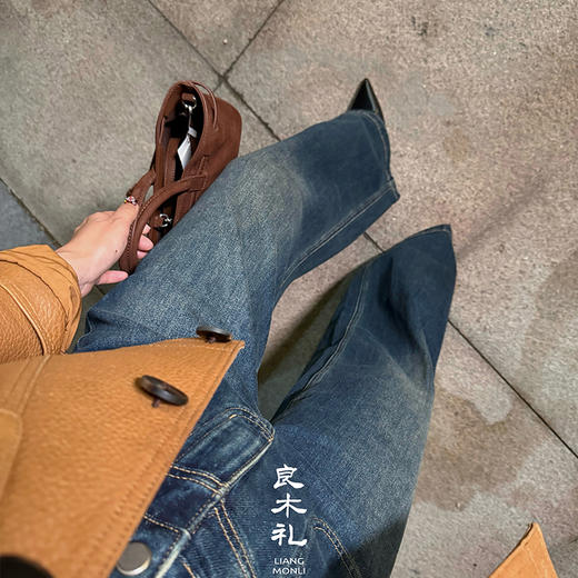 【预售7天】良木礼阔腿牛仔裤（改短版）（Q25101903） 商品图1