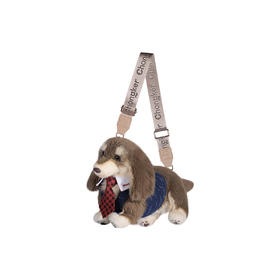 Chongker/宠客 腊肠狗包包仿真毛绒公仔单肩包生日礼物