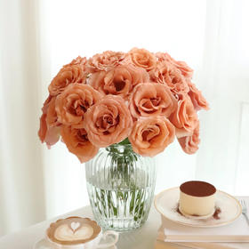 【俊发社区物业中心自提商品】【莫泊玫瑰单头玫瑰】鲜花20枝 「淡雅咖粉色·复古韵味」