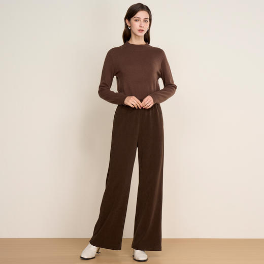 EITIE爱特爱时尚通勤简约高腰显瘦微喇长裤休闲裤秋冬新款D2505901 商品图3