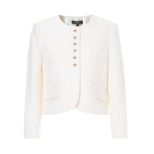 【羊毛短外套】EITIE爱特爱精致复古小香风白色亮片秋冬新款D2503905 商品图5