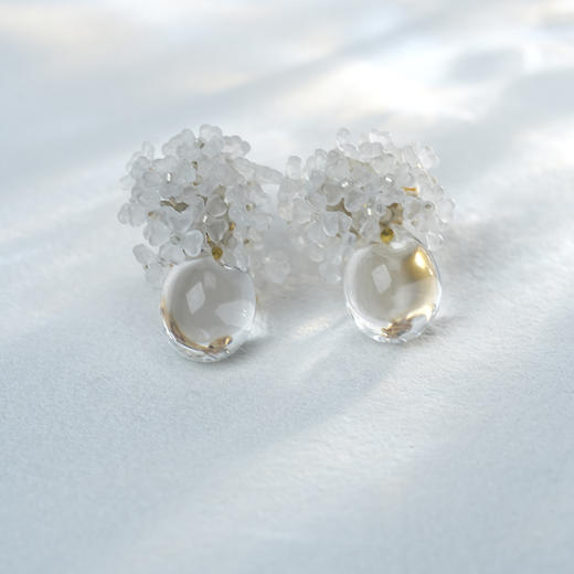 订购6周到｜Monshiro-ajisai 绣球 水晶 耳环［日本设计师］ 商品图1