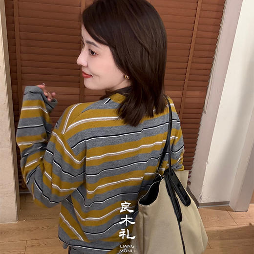 【不退不换】良木礼条纹针织上衣（Q2591416F） 商品图6