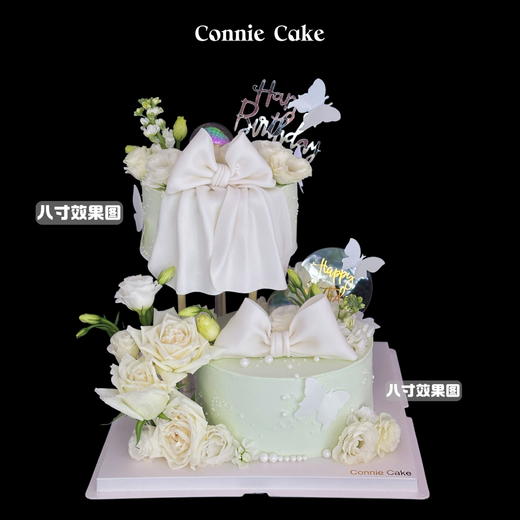 悬浮的绿野诗境：双层错层白玫瑰蛋糕 商品图0