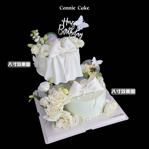 悬浮的绿野诗境：双层错层白玫瑰蛋糕 商品图1