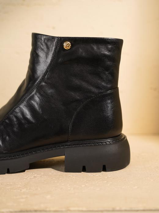 西村名物2025年冬季新款厚底粗跟防滑绒布内里抓感纹路时尚舒适切尔西靴X25DS48491 商品图10