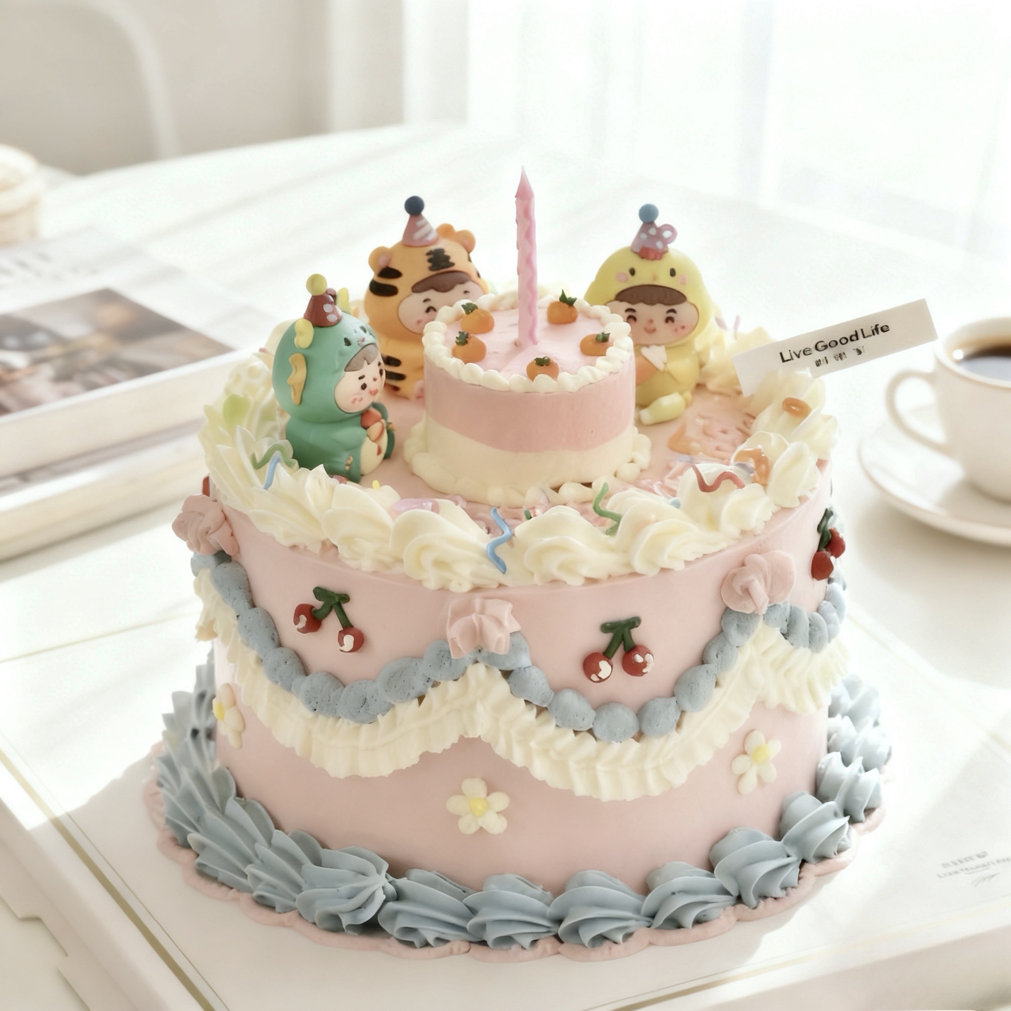 可爱生肖过生日 手绘蛋糕