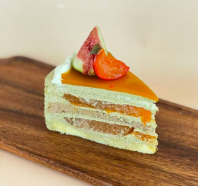 切块｜四季·秋「一叶知千秋」柿子焙茶味蛋糕